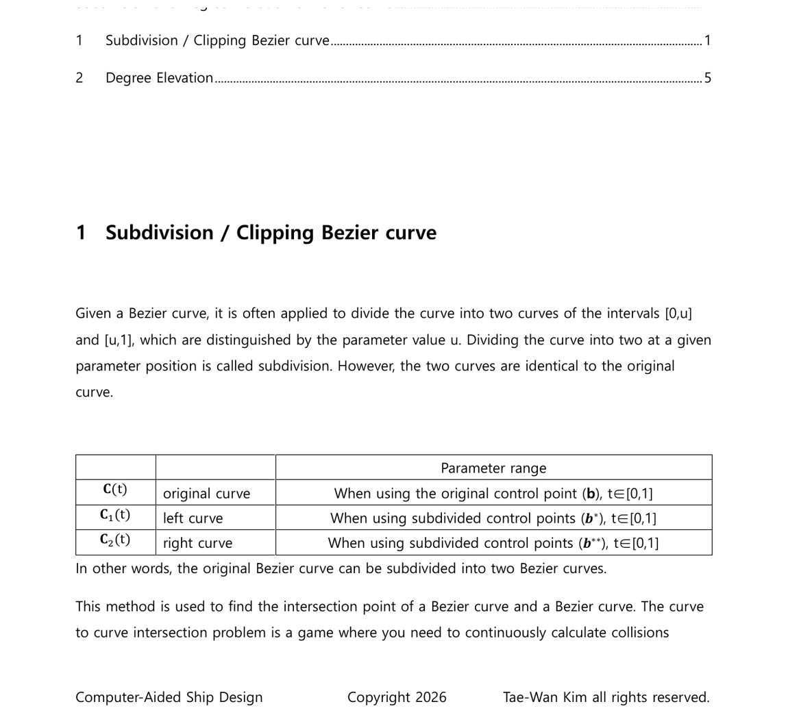 [컴선설] Lec 11 Subdivision and Degree Elevation of Bezier Curve